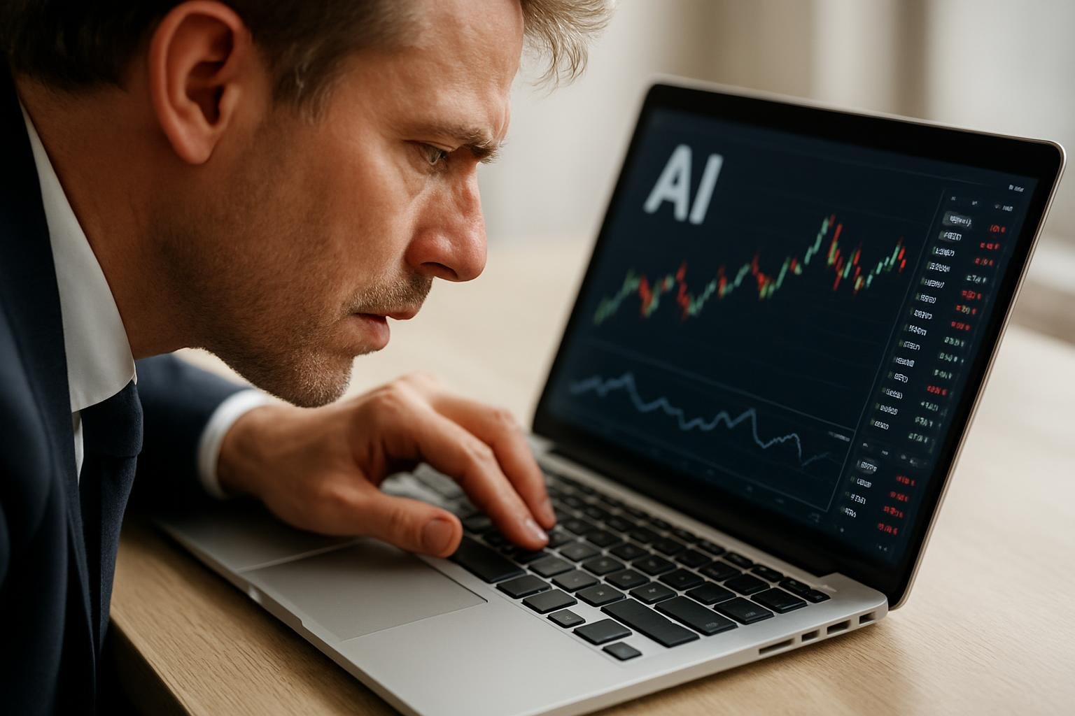 Close-up of a trader inputting data inaccurately on AI platform