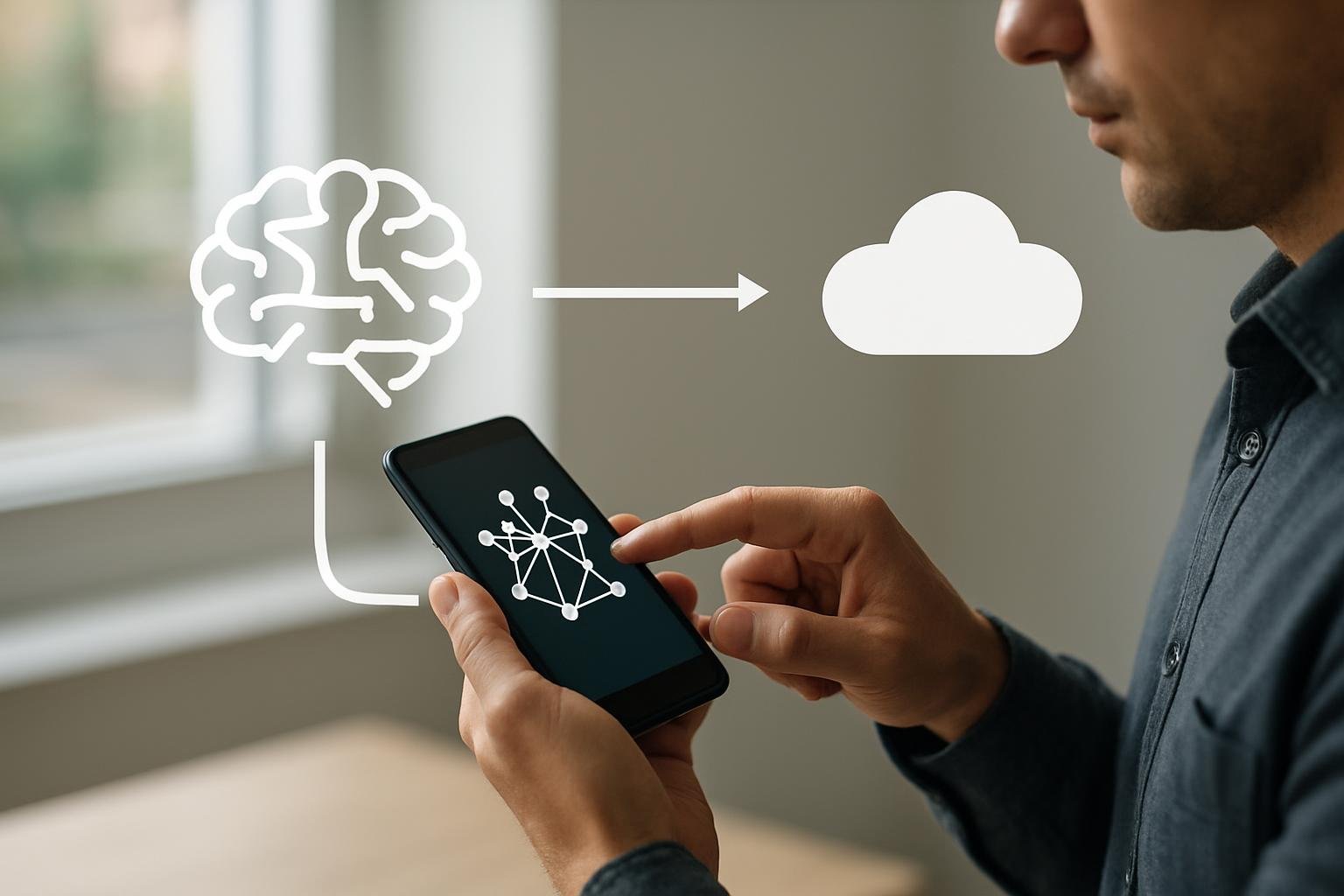 Diagram illustrating how Vittorio Edge AI processes data on-device versus cloud processing