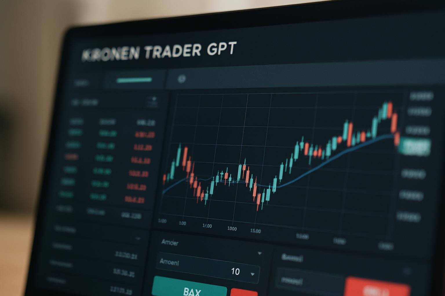 Close-up of an AI-powered trading interface with Kronen Trader GPT branding