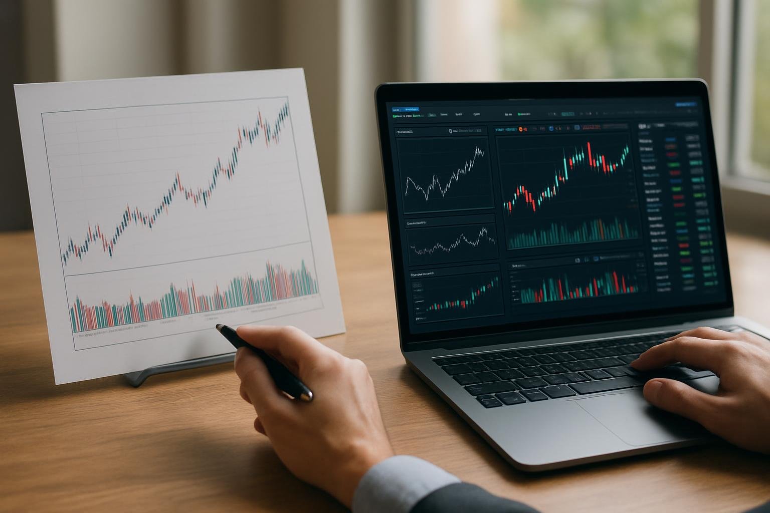 Side-by-side comparison of traditional charts and AI-powered trading dashboard