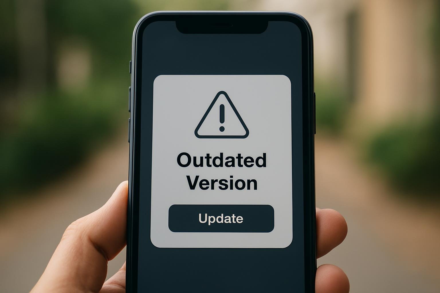 Screen showing outdated app version alert on Dryzor Sync App